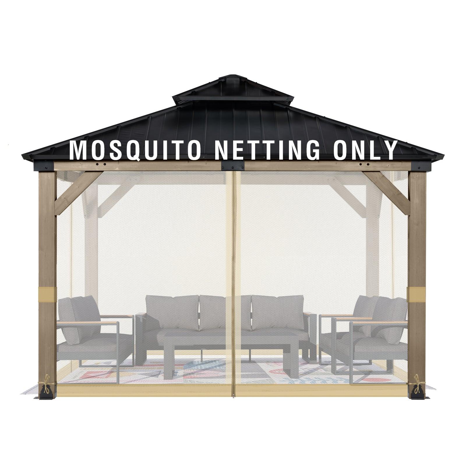 Universal Gazebo Replacement Mosquito Netting Screen 4-Panel Sidewalls (Only Netting) - Khaki - Aoodor